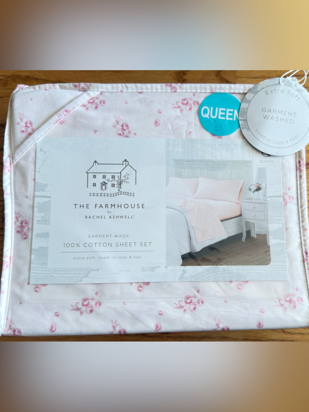 The Farmhouse by Rachel Ashwell Queen Cotton Sheet Set - Pink Floral